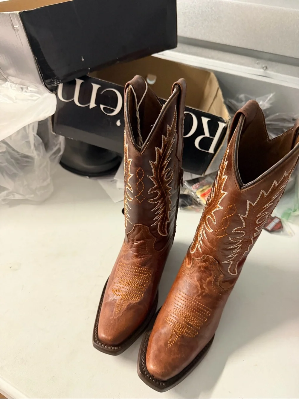 ROCKEM boots size 9 toddler brown cowboy boots new with damaged box 4721